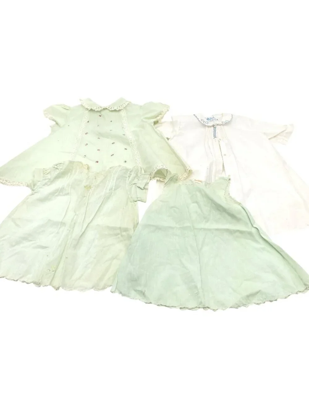 Vintage Baby Dresses Feltman Bros DayGown Lot Green & White Made in Philippines